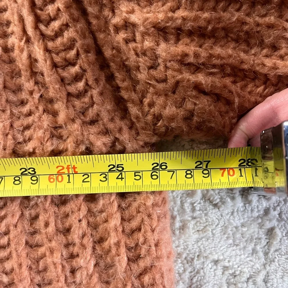 Free People Fluffy Fox Chunky Wool Alpaca Blend Turtleneck Sweater Papaya xsmall - Picture 6 of 7